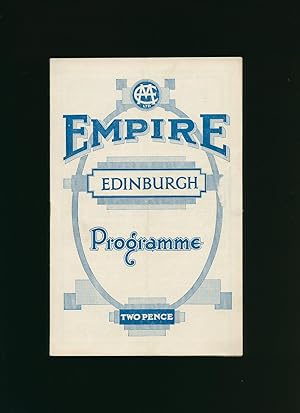 Image du vendeur pour Souvenir Theatre Programme Performance at the Edinburgh Empire mis en vente par Little Stour Books PBFA Member