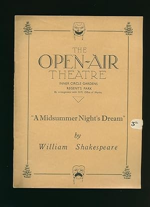 Bild des Verkufers fr A Midsummer Night's Dream: Souvenir Theatre Programme Performed at The Open Air Theatre, Inner Circle Gardens, Regent's Park, London First Season zum Verkauf von Little Stour Books PBFA Member