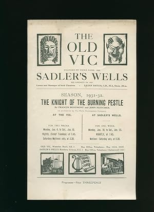 Immagine del venditore per The Knight of the Burning Pestle: Souvenir Theatre Programme Performed at The Old Vic. Waterloo Road. Sadler's Wells, Rosebery Avenue, London Season 1931-1932. venduto da Little Stour Books PBFA Member