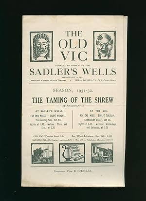 Immagine del venditore per The Taming of the Shrew: Souvenir Theatre Programme Performed at The Old Vic. Waterloo Road. Sadler's Wells, Rosebery Avenue, London Season 1931-1932 venduto da Little Stour Books PBFA Member
