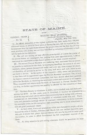 Imagen del vendedor de State of Maine, General Order No. 24 a la venta por ReREAD Books & Bindery