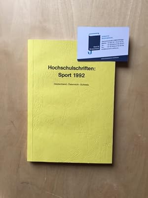 Bild des Verkufers fr Hochschulschriften: Sport 1992 (Deutschland, sterreich, Schweiz) zum Verkauf von Bookstore-Online