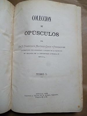 Seller image for Coleccin de Opsculos. Tomo I. for sale by Carmichael Alonso Libros