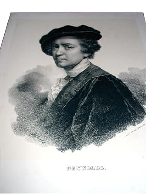 Bild des Verkufers fr Lithographie originale du 19e sicle. Portrait de Reynolds dessine par Hesse et lithographie par Chabert. zum Verkauf von JOIE DE LIRE