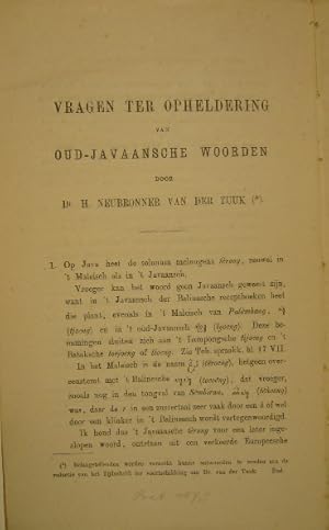 Seller image for Vragen ter opheldering van Oud-Javaansche woorden. for sale by Gert Jan Bestebreurtje Rare Books (ILAB)