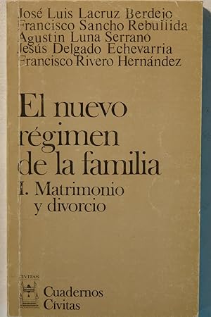 Imagen del vendedor de El nuevo rgimen de la familia. (Tomo I) Matrimonio y Divorcio a la venta por NOMBELA LIBROS USADOS