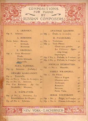 Barcarolle from Trois Morceaux, Op. 1 [#3] - for Solo Piano [ANTIQUE]