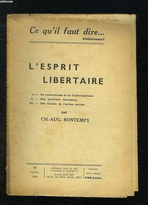 Seller image for L ESPRIT LIBERTAIRE N HORS SERIE. 30 JUILLET 1946. for sale by Le-Livre