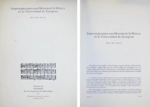 Imagen del vendedor de Impromptu para una Historia de a Msica en la Universidad de Zaragoza. a la venta por Hesperia Libros