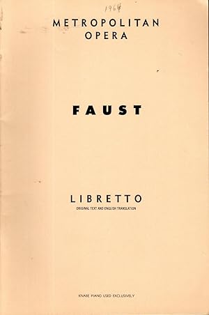 Imagen del vendedor de Faust: Opera in Five Acts (G. Schirmer's Collection of Opera Librettos) a la venta por Dorley House Books, Inc.