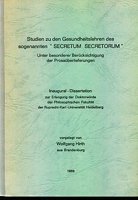 Seller image for Studien zu den Gesundheitslehren des sogenannten "Secretum secretorum" : Unter besonderer Bercksichtigung der Prosaberlieferungen. for sale by Fundus-Online GbR Borkert Schwarz Zerfa