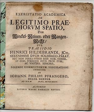 Exercitatio academica: De legitimo praediorum spatio, Von Winckel-, Reinen- oder Rangen-Recht.