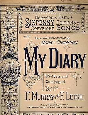 My Diary - Vintage Sheet Music - as Sung By Champion, Harry