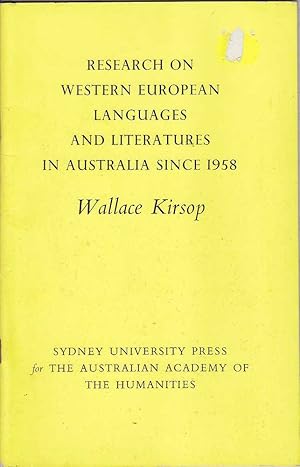 Seller image for Research on Western European Languages and Literatures in Australia Since 1958 for sale by Mr Pickwick's Fine Old Books