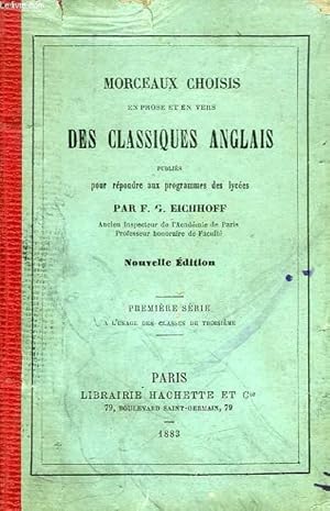 Bild des Verkufers fr MORCEAUX CHOISIS EN PROSE ET EN VERS DES CLASSIQUES ANGLAIS, 1re SERIE, CLASSES DE 3e zum Verkauf von Le-Livre