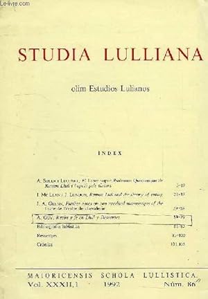 STUDIA LULLIANA, OLIM ESTUDIOS LULIANOS, N° 86, VOL. XXXII, 1, 1992, RAZON Y FE EN LLULL Y DESCARTES