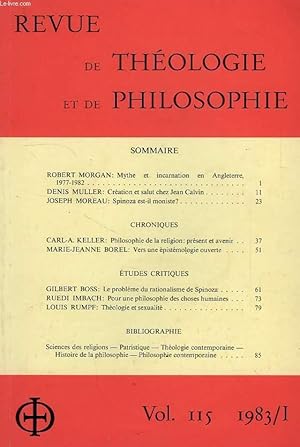 Seller image for REVUE DE THEOLOGIE ET DE PHILOSOPHIE, VOL. 115, 1983 I for sale by Le-Livre