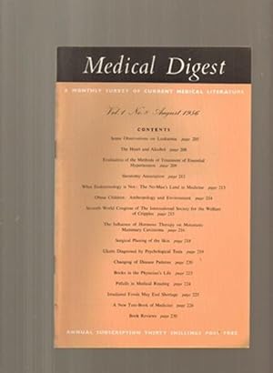 Imagen del vendedor de Medical Digest Volume 1 No 8 a la venta por Sonnets And Symphonies