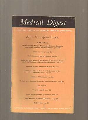 Imagen del vendedor de Medical Digest Volume 1 No 9 a la venta por Sonnets And Symphonies