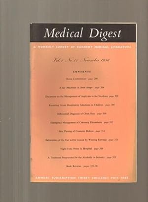 Imagen del vendedor de Medical Digest Volume 1 No 11 a la venta por Sonnets And Symphonies