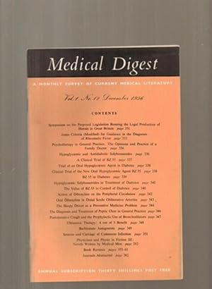 Imagen del vendedor de Medical Digest Volume 1 No 12 a la venta por Sonnets And Symphonies