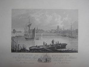 An Original Antique Engraving Illustrating A South West View of Gloucester. Published in 1825