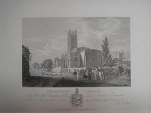 An Original Antique Engraving Illustrating Thornbury Church in Gloucestershire. Published in 1825