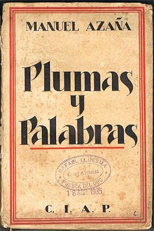 Bild des Verkufers fr PLUMAS Y PALABRAS. zum Verkauf von Asilo del libro