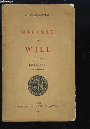 Seller image for Dfense de Will. Documents. for sale by Le-Livre