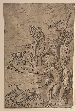 Les Nymphes au bain. Woodcut (Chiaroscuro).