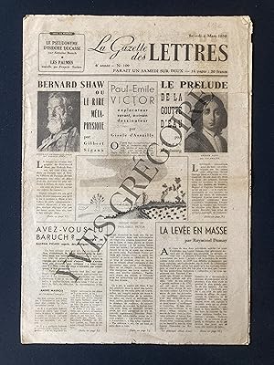 LA GAZETTE DES LETTRES-N°109-4 MARS 1950