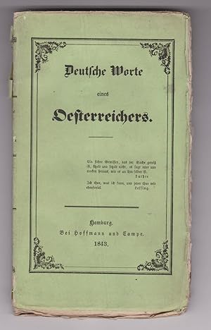 Bild des Verkufers fr Deutsche Worte eines sterreichers. (Anonym erschienen.) zum Verkauf von Antiquariat Schwarz & Grmling GbR