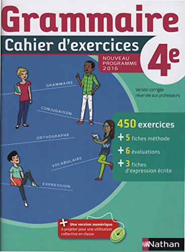 Stock image for Cahier De Grammaire 4e - Nouveau Programme 2016 - Version Corrige Pour L'enseignant for sale by RECYCLIVRE