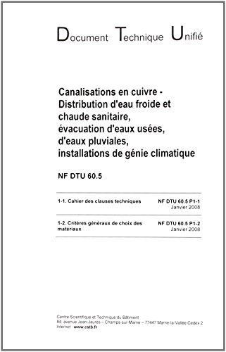 3260050848602: NF DTU 60.5 Canalisations en cuivre