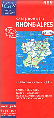 Stock image for Carte routire IGN, numro R22 : Rhne-Alpes - 1/280000 for sale by medimops