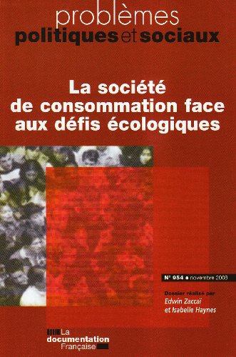 Imagen de archivo de La socit de consommation face aux dfis cologiques (n.954 novembre 2008) a la venta por medimops