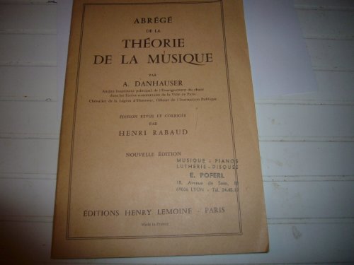 Stock image for Abrg de la thorie de la musique nouv ed 1929 for sale by Ammareal