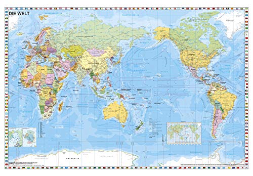 4027871300004: Weltkarte pazifikstndisch politisch: Papierposter