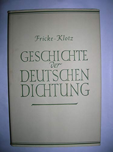 Beispielbild fr Geschichte der deutschen Dichtung zum Verkauf von Versandantiquariat Felix Mcke