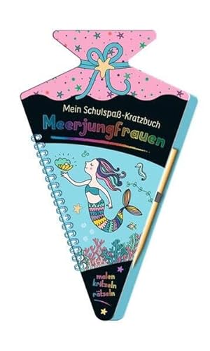 4061458279550: Mein Schulspa-Kratzbuch Meerjungfrauen (in Schultten-Form): Malen, Kritzeln, Rtseln inkl. Kratzstift aus Holz
