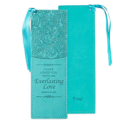 Stock image for Christian Art Gifts Teal Faux Leather Bookmark | Everlasting Love - Jeremiah 31:3 Bible Verse Inspirational Bookmark for Women w/Satin Ribbon Tassel for sale by Lakeside Books