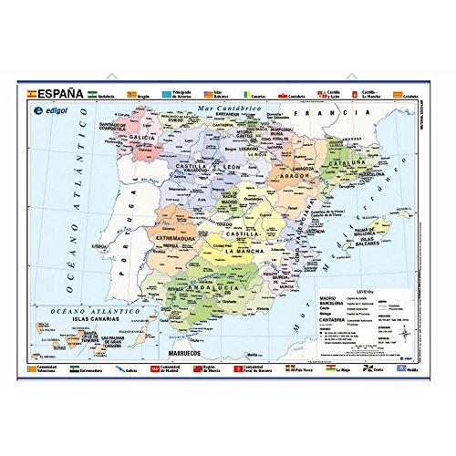 Mapa mural España, físico / político: Mapas Murales: Edigol Ediciones,  Edigol Ediciones: 9788485406517: : Books