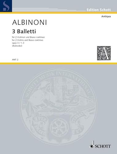 Beispielbild fr Three Balletti: op. 3/1-3. 2 violins and basso continuo (harpsichord, piano), cello (viola da gamba) ad libitum. zum Verkauf von WorldofBooks