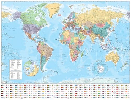 Imagen de archivo de Collins World Wall Paper Map a la venta por GF Books, Inc.