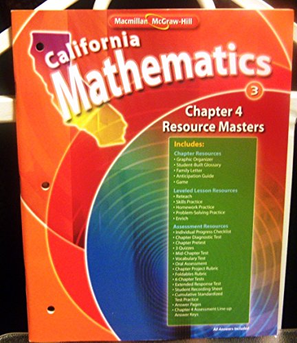 Stock image for California Mathematics Grade 3 Chapter 4 Resource Masters for sale by Hawking Books