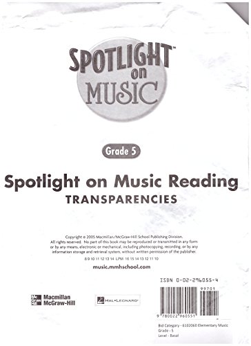 9780022960551: Spotlight on Music, Grade 5, Spotlight on Reading Music Transparencies (ELEMENTARY SPOTLIGHT ON MUSIC)