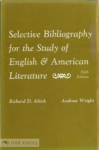 Beispielbild fr Selective Bibliography for the Study of English and American Literature zum Verkauf von George Cross Books