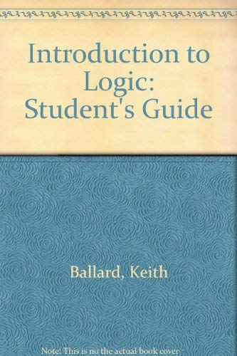 Imagen de archivo de Introduction to Logic: Student's Guide a la venta por HPB-Ruby
