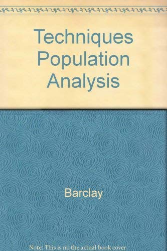 9780023059001: Techniques Population Analysis