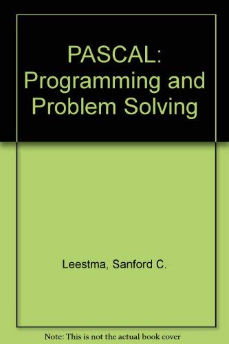 Imagen de archivo de PASCAL: Programming and Problem Solving a la venta por Wonder Book